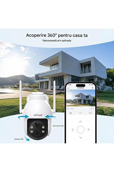 ie Geek Cameră de supraveghere wi-fi solară pentru exterior ieGeek 2K 3MP PTZ HD rotativa 360° night vision