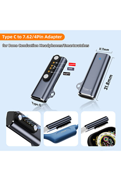 Choice1 7.62-4PIN Bone Conduction Headphone Smartwatch Charging Adapter Conne...