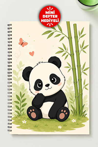 BLACKONECLASS Cute Panda Themed A5 Metal Spiral Unlined Cardboard Cover Speci...