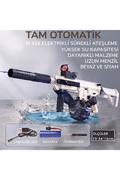 Numaca Oyuncak M416 Şarjlı Elektrikli Tam Otomatik Su Tüfeği Büyük Boy Su Tab...