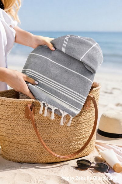 HOMENUP Women's Bathrobe Poncho Cotton Peshtamal Beach Towel