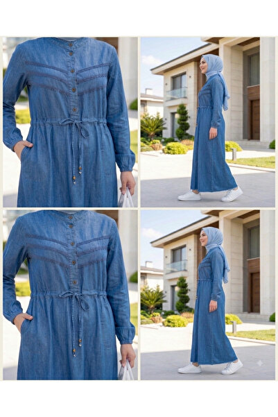 esmaboutique Kadın Fırfır Detaylı Kot Elbise