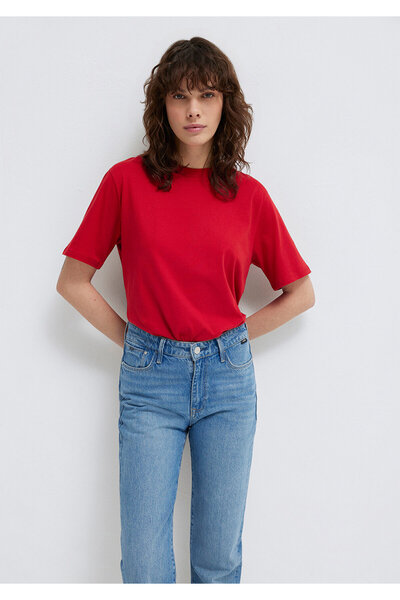 Mavi Rotes Basic-T-Shirt mit Rundhalsausschnitt, normale Passform 1600955-86417