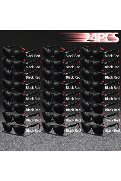 Choice1 24PCS(24BlackRed) 24PCS Fashion Sunglasses Men Women Driving Fishing ...