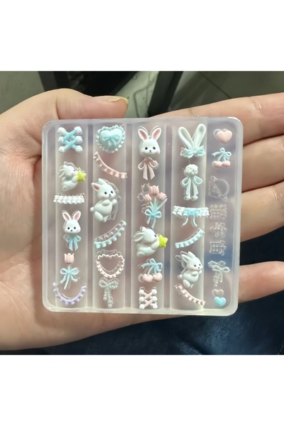 Choice PF-781 1PC Silicone Nail Art Mold Cartoon Lace Bow Rabbit Cute Bear Ba...