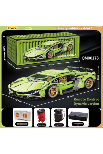 Choice3 Green-Dynamic Technology Racing Car Block Model 1280PCS+ 1:14 Motion ...