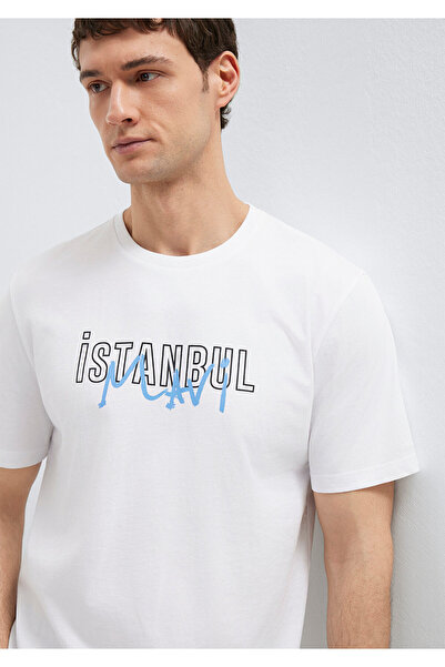 Mavi Tricou alb cu imprimeu Istanbul Regular Fit -067114-620