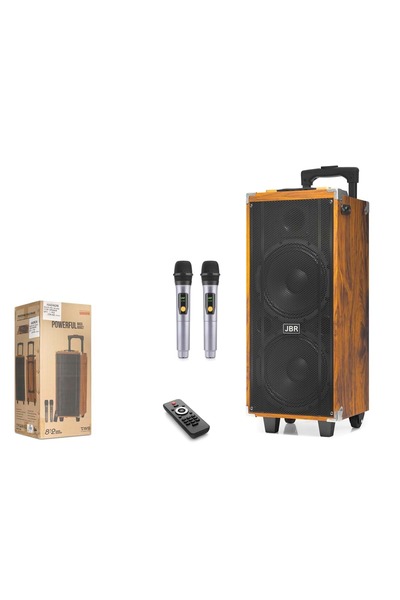 Jbr JBR8808 Çift Karaoke Mikrofonlu Bluetooth Hoparlör FM Radyo 50W 2x8 İnç R...