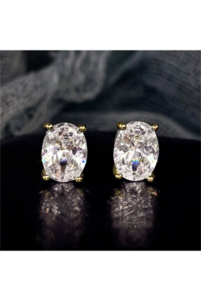 Choice11 E2287 Huitan Simple Stud Earrings with Oval CZ for Lady Daily Wear E...
