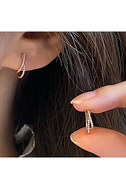 Choice E5158 Huitan Rose Gold Color Women Hoop Earrings Cross Design Trendy P...