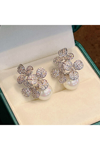 Choice E3552 Huitan Luxuriant Flowers Earrings with Imitation Pearl Exquisite...