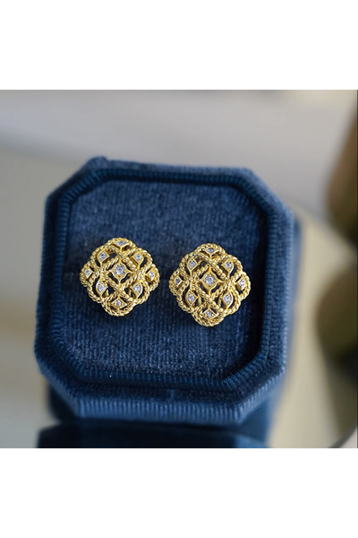Choice E3240 Huitan Trendy Gold Color Stud Earrings for Women Hollow Design L...