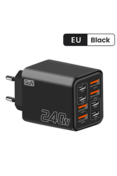 choice2 Black-EU 240W GaN USB C Charger 8 in 1 Fast Charging Phone Charger Po...