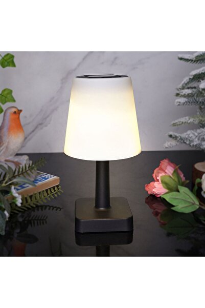 Zâna Casei Μαύρο ηλιακό φωτιστικό με λευκό καπέλο Ø12x23cm