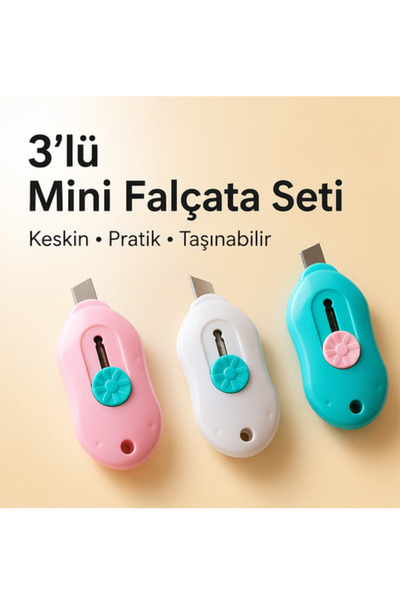 VAN VLECK 3’lü Mini Maket Bıçağı Seti – Falçata Seti, Hassas Kesim için Prati...