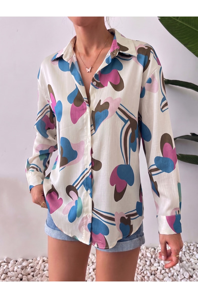 mass fashion Γυναικείο πουκάμισο Yoryo με σατέν σχέδιο