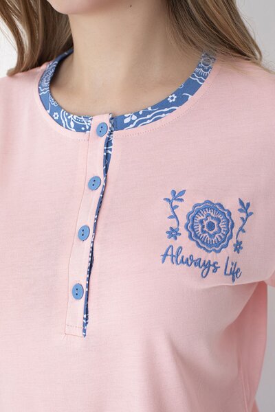 SENFONİ Pembe / Mavi Uzun Kollu %100 Pamuk Pijama Takımı – Rahat ve Konforlu Ev Giyimi