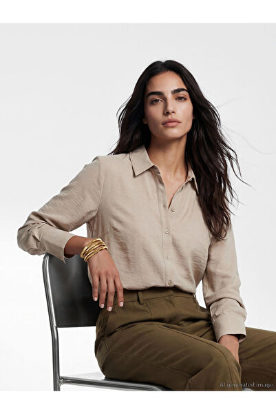 LC Waikiki Beige Textured Women's Shirt