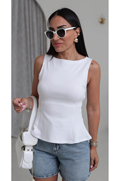 Perry Boutique Γυναικεία Αμάνικη Μπλούζα με Λεπτομέρεια Πεπλάμ