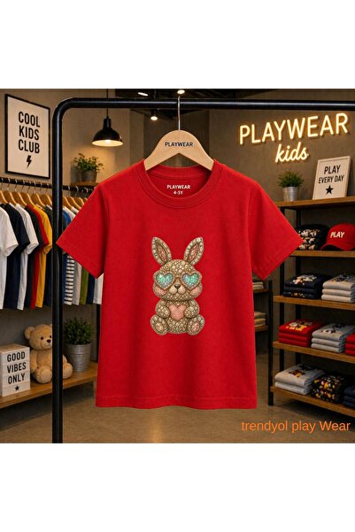 playwear Gem Stone Rabbit Printed 100% Children's Unisex T-Shirt 5 6 -7 8-9 1...