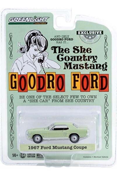 Greenlight Gordro 1967 Ford Mustang Coupe Exclusive 1:64 Koleksiyonluk Diecas...