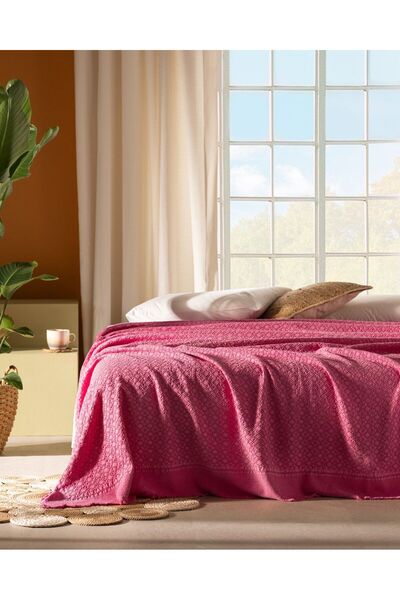 Madame Coco Aceline Doppelbett-Tagesdecke aus 100% Baumwolle - Rosa