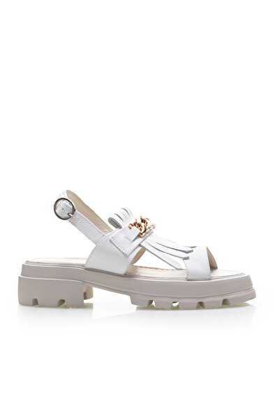 UrbanShoes Sandale cu talpă groasă damă din piele naturală, Leofex - 357-1 Al...