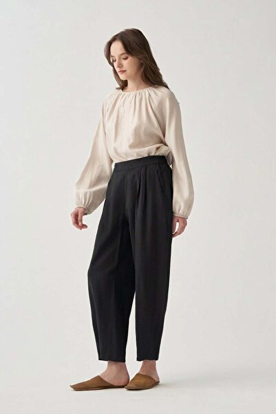 ALLDAY Μαύρο πλισέ παντελόνι μπαλόνι