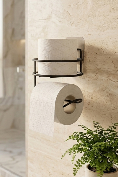 NTC METAL Luxury Thermoplastic Coated Black Spare Toilet Paper Holder Bathroo...