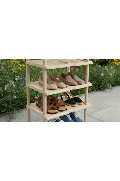 ALABRAS Al Abras 5 Tier Plastic Shoe Rack, beige