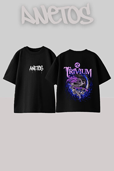 Anetos Μπλουζάκι Trivium Band Design με στάμπα στην πλάτη, βαμβακερό, μαύρο, ...