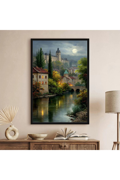 VIZIO Luminile Noptii, tablou peisaj inramat living, dormitor, birou sau hol,...