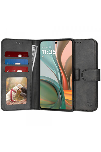 Techsuit Калъф за Motorola Moto G75, Techsuit, тип тефтер, черен