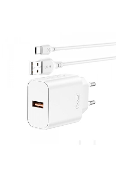 XO Design Incarcator Retea Cu Cablu USB-C CE33, 18W, 3A, 1 x USB-A, Alb