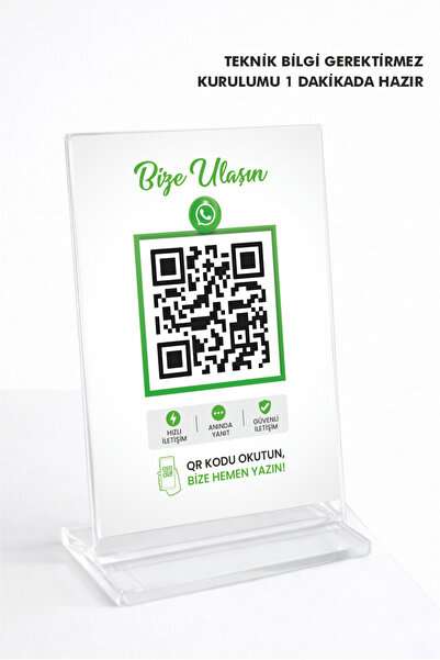 QR Kod Pleksi Stand A6 | Kişiye Özel QR | Masaüstü Yönlendirme Kartı | QR İletişim Standı