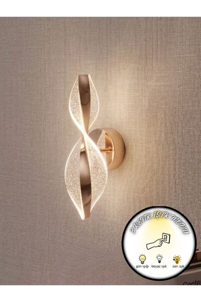 bella lighting Modern Lüx Sarı Gold Sarmal Duvar Aplik 3 Renkli Duvar Lambası...