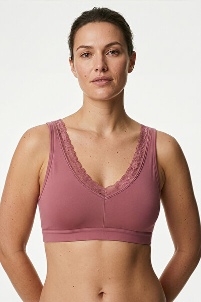 HNX Γυναικείο σουτιέν μπραλέτ από μικρούχο ύφασμα χωρίς κάλυμμα με δαντέλα στ...