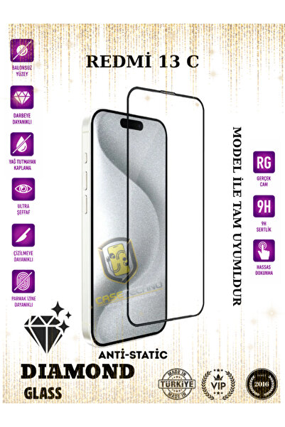 CaseTechnoo Redmi 13C Anti-Static ESD 9H Diamond Glass Ekran Koruyucu Temperl...