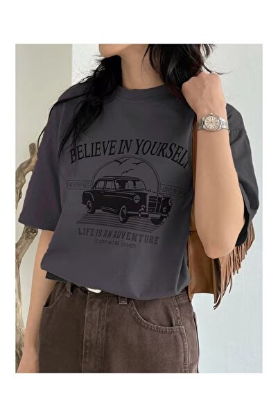 ZİYMO Believe in Yourself Printed Oversize T-Shirt