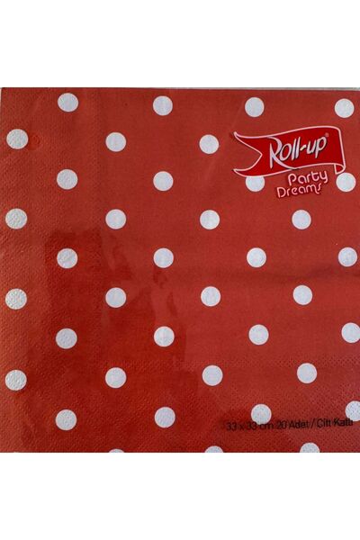 Doğumgünü Marketim Κόκκινη και λευκή πουά χαρτοπετσέτα