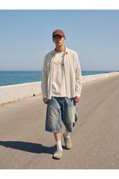 Ltb Logo Printed Cream T-Shirt