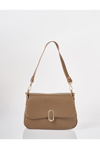 Kayra Geantă crossbody cu cataramă, culoare nurcă închisă