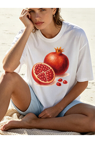 Fleck Womens T Shirts Pomegranate Fruit Print Casual Summer Style
