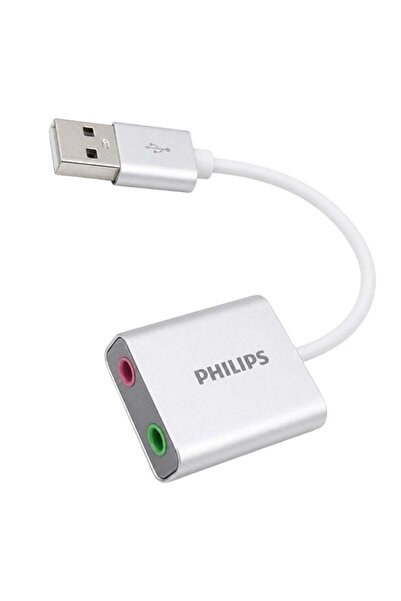 Philips SWR1656Y/93 USB Harici Stereo Ses Kartı Dönüştürücü Adaptör 3.5mm Mik...