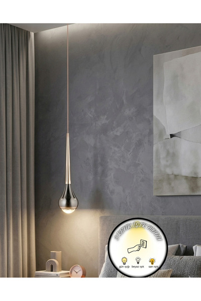 bella lighting Luxury Damla Gold Tekli Sarkıt Avize 3 Renk LED Modern Dekorat...