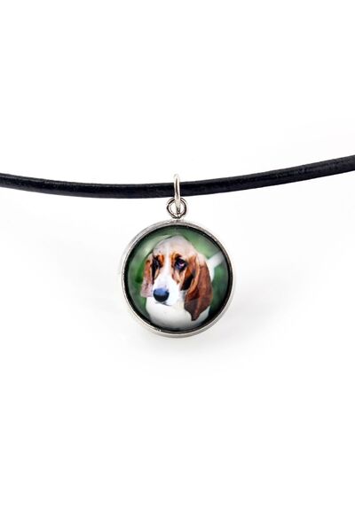 Art - Dog Basset Hound - pandantiv pentru colier cu fotografia ta, lucrat man...