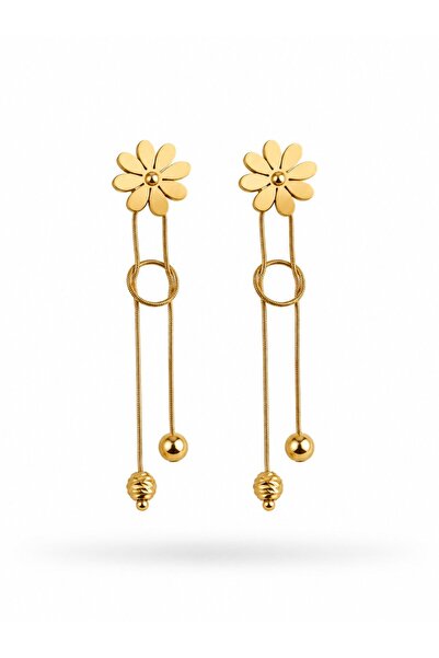 Clariss 316L Steel Gold Color Dangle Knot Model Daisy Earrings