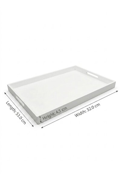 Generic Wooden Service Tray with Handles, White Color