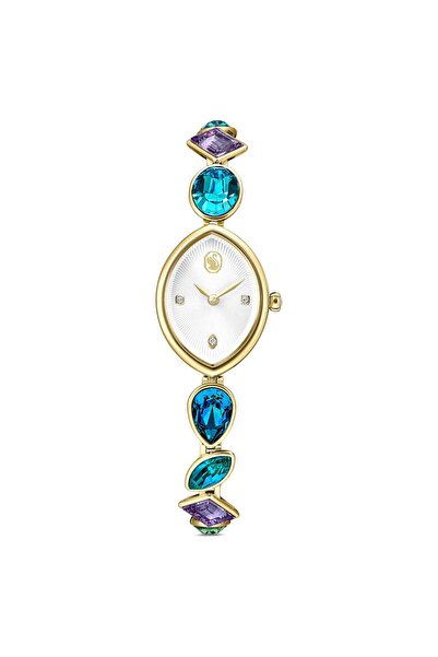 Swarovski Gema Saat Kristal Bileklik Altin Rengi Sari Altin Rengi Kaplama