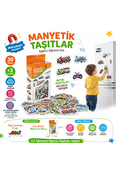 Shoplandu Eğitici Öğretici Manyetik Taşıtlar Seti Magnet Mıknatıslı Taşıt Fig...